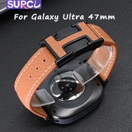 20mm 22mm H buckle Lichee Pattern Leather Strap For Samsung Galaxy Watch Ultra 47mm Wristband Belt B