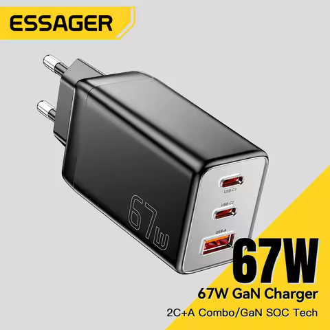 Essager GaN USB Type C Charger 67W 45W 33W KR EU Plug Fast Charging For Samsung iPhone 16 15 14 Pro 
