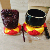 Bộ Chuông mõ đồng sơn đen chuông mõ tụng kinh đài loan đồ thờ cúng