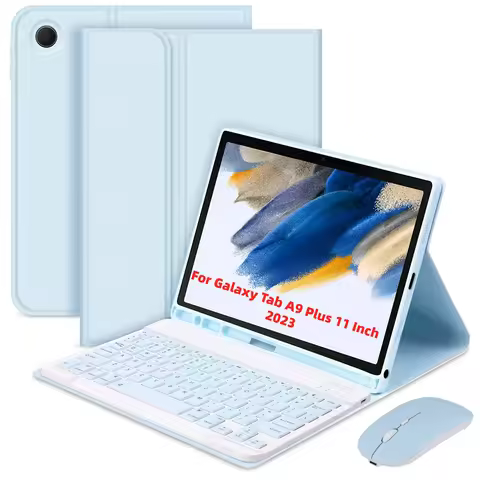 For Samsung Galaxy Tab A9 Plus 11 Inch Case with Bluetooth-Compatible Keyboard Cover with Mouse Keyb