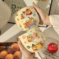 Cute Rice Bowl High Temperature Resistant Ceramic Rice Bowl Tableware Cute Dessert Bowl Microwaveabl