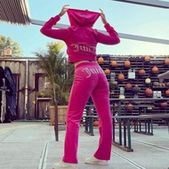 ชุดวอร์มผ้ากำมะหยี่ฉ่ำน้ำสำหรับผู้หญิงชุดวอร์มผ้ากำมะหยี่ฉ่ำ Y2k ชุดวอร์มสูทสองชิ้นติดตามกางเกง