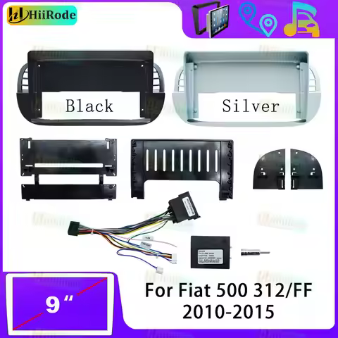 Hiirode Car Android Radio Stereo Player Frame Fascia For Fiat 500 312/FF 2010-2015 Panel Power Cord
