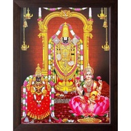 Lord Venkateswara/Balaji with Goddess Lakshmi, HD Printed Religious & Wall Decor Picture with Frame 