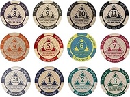 (12) Pack AA Monthly Poker Chips 24hr Newcomer 1-11 Months AA 1 Month Chip up to Alcoholics Anonymou