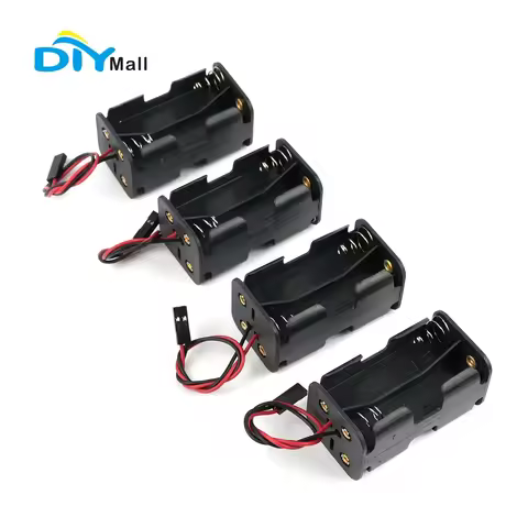 DIYmall 1/2/4PCS AA Battery Holder Case with JR Connector Cable, 6V Battery Box for RC Servo Tester