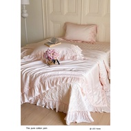 Tencel bedding set, quilted sheet covered with ruffles, lady's quilted blanket