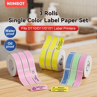 NIIMBOT 3 Rolls Solid Color Printer Sticker Label Waterproof Custom Sticker Nama D11 D110 D101