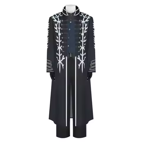 Man Vergil Cosplay Costume Devil Dark Slayer Complete Outfit Halloween Carnival Men Suit Jacket Cost