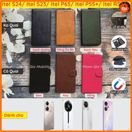 Leather case (leather case, leather wallet) Itel S24/ P65/ RS4/ P55 P55+/ S23 with card compartment,