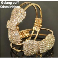 TSA88-Women's Bracelet CUFF CRYSTAL RIBBON