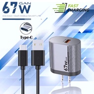 67W USB-C & IOS Port Smartphone Power Gan Adapter Fast Charging Set Compatible with Android Phones