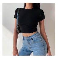 BAJU KAOS WANITA CROP TOP / BAJU CROP TOP / T SHIRT CROP TOP / ATASAN CROP TOP / CROP TOP KOREA