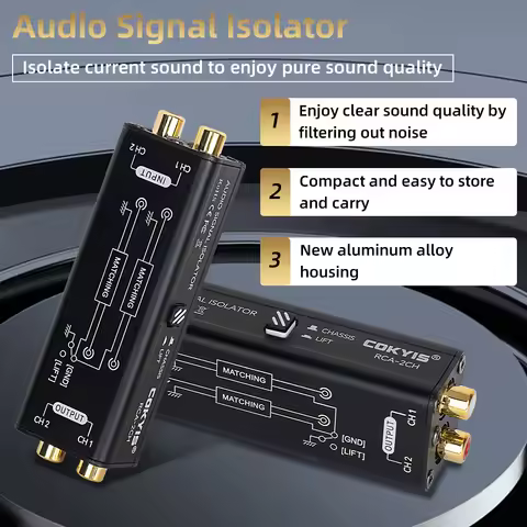 Professional Hum Eliminator Audio Signal Isolator Noise Filter Musical Portable 2 Channels RCA Groun