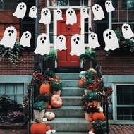 Hanging Ghost Banner White Ghost Halloween Ghost Flag - Haunted House Decoration