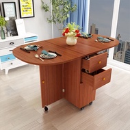 Foldable Dining Table With Drawer Kitchen Storage Cabinet Space Saver Household Folding Table With Wheel Mobile
