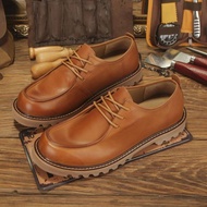 真皮大頭皮鞋 英倫風復古低幫馬丁靴 男工裝鞋