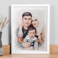 Custom face sketch painting, 1st anniversary frame gift, birthday gift, graduation gift, wedding gif