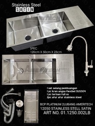 Kitchen Sink Stainless Dan Black 12050/ Bcp 2 Lubang (Instant)