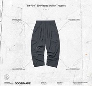 Goopi GOOPiMADE “BY-P01” 3D Pleated Utility Trousers by GOOPiMADE - Gray