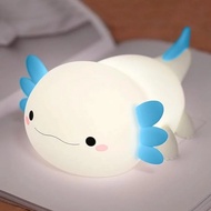 Axolotl Night Light, Dimmable Silicone Animal Nursery Nightlight,Kawaii Rechargeable Bedside Touch L