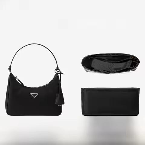 Three-In-One Cosmetic Storage Bag Inner Lining for Prada Hobo Handbag Transformation with Accessorie