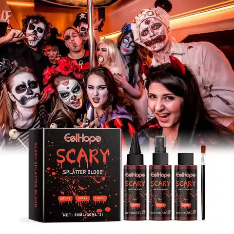 Halloween Fake Blood Makeup Kit Blood Drop Vampire Zombie Cosplay Washable Mock Blood Fake Blood Spr