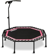 ONETWOFIT 51" Silent Trampoline with Adjustable Handle Bar, Fitness Trampoline Bungee Rebounder Jumping Cardio Trainer Workout for Adults