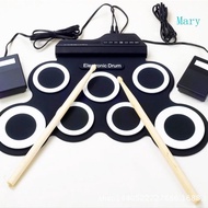 Mary Electronic Drum Kits 7 Drum Pads Rolls up Electric Drum Set with Headphone Jacks