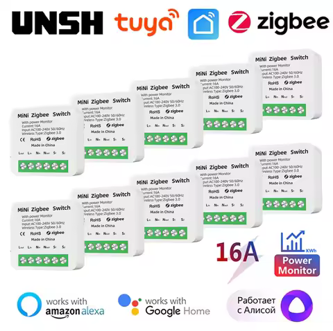 16A Tuya ZigBee Smart Switch 2-way Control With Energy Monitor Mini Smart Breaker Smart Life Control