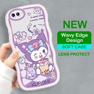 Hontinga Silikon Lembut Case Casing hp Untuk OPPO A17 A17K A3S A31 A33 2020 A36 A37 A37F A39 Casing Kartun My Melody Kuromi Cinnamoroll Warna Solid Mewah Berlapis TPU kesing Case hp Wavy Lembut Cases Anti Gores Air Softcase