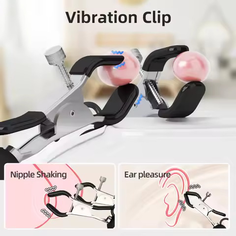 SM breast clip vibrator,two breast clips+one tongue vibrator, powerful vibration function, waterproo