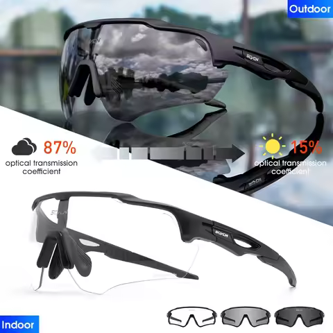 SCVCN Photochromic Cycling Sunglasses MTB Cycle Eyewear Men's Sunglasses Sports Running Bicycle Glas