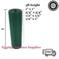 3ft height x 50ft length Green PVC Coated Galvanized BRC Welded Wire Mesh Net Netting 3kaki tinggi