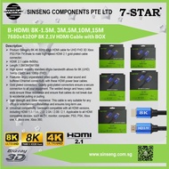 1M - 1.5M - 3M/5M/10M/15M 8K HDMI Cable 7680x4320P 8K@120Hz HDMI to HDMI 2.1 Male 3D HDR Cable 48Gbp