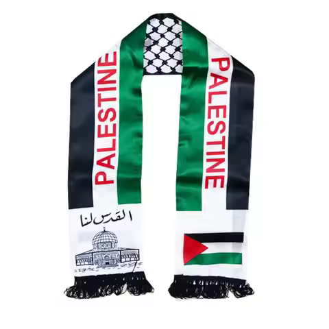 Aerlxemrbrae Palestine Flag Custom Scarf Palestine National Day 14*130cm Scarf Printing Satin Palest