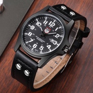 LIANDU leisure men's quartz watch outdoor sports luminous watch fashion automatic calendar watch double pin PU men's watch