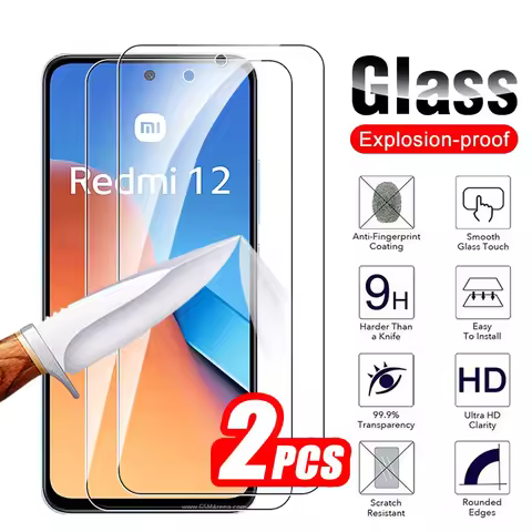 2Pcs Tempered Glass For Xiaomi Redmi 12 Protective Glass Redmi12 Screen Protector Readmi Redme 12 Re