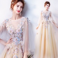 EAGLELY Banquet Yellow Long Evening Dress Women 2024 Dinner Party Elegant Luxury Temperament Formal 
