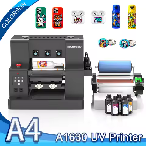 Colorsun A4 UV Printer UV Flatbed Printing Machine UV Printer A4 UV Printer For Acrylic Bottle Metal
