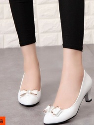 Fall 2025 Women's Chunky Heel Slip-On Work Shoes Soft Bottom Fashion Single Shoes Korean Style round