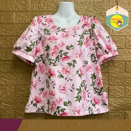 เสื้อแขนสั้นผู้หญิง เสื้อคอกลมแขนตุ๊กตาสาวอวบใส่ได้ เสื้อลายดอกไม้  Monday Lady พร้อมส่ง!