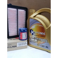HONDA CRV TOA 2.0 AIR FILTER + OIL FILTER + KOYOMA 5W40 FULLY SYNTHETIC ENGINE OIL
