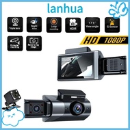 LANHUA Vehicle Recorder, Loop Recording 3 Lens Car DVR,  APP Control HD Night Vision Car Dashcam Veh