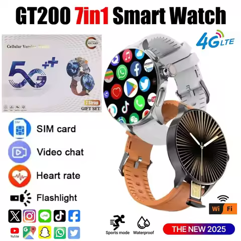 New GT200 5G LTE Android Smart Watch 1.95-inch AMOLED Display Rotatable Camera 16GB+256GB Storage GP
