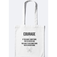 Eco-friendly Self-Love Canvas Tote Bag Design 7: Courage