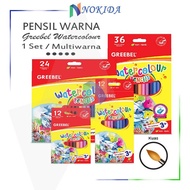 Nokida Pensil Warna Watercolour Greebel 12 24 36 / Water Colour Pencils / Pencil Coloring / Alat Luk