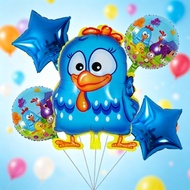 5 pieces Happy Farm Lucky Chicken 18-inch star balloons and 68cm Lucky Chicken big rooster balloons 