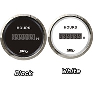 KUS 52mm Digital Hour Meters Black Clock Gauges 0-99999.9H Hourmeters Time Meters with Red / Yellow 