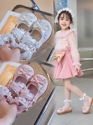 🔥Girls Princess Shoes Lolita Shoes White Small Leather Shoes Spring and Autumn 2023 New Children Lol